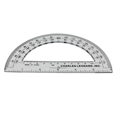 Charles Leonard 180-DegreeProtractor, 6", Clear, 12/Pack, 3 Packs (CHL77106IP-3)