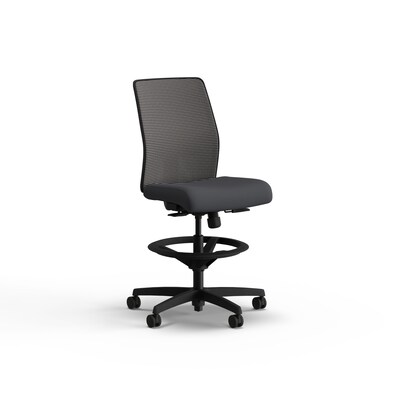 HON Ignition 2.0 Armless Mesh/Vinyl Drafting Chair with Backrest and Footrest, Black/Basalt (HITSM.S1.N.H.IM.SX23.BL.SB.T)