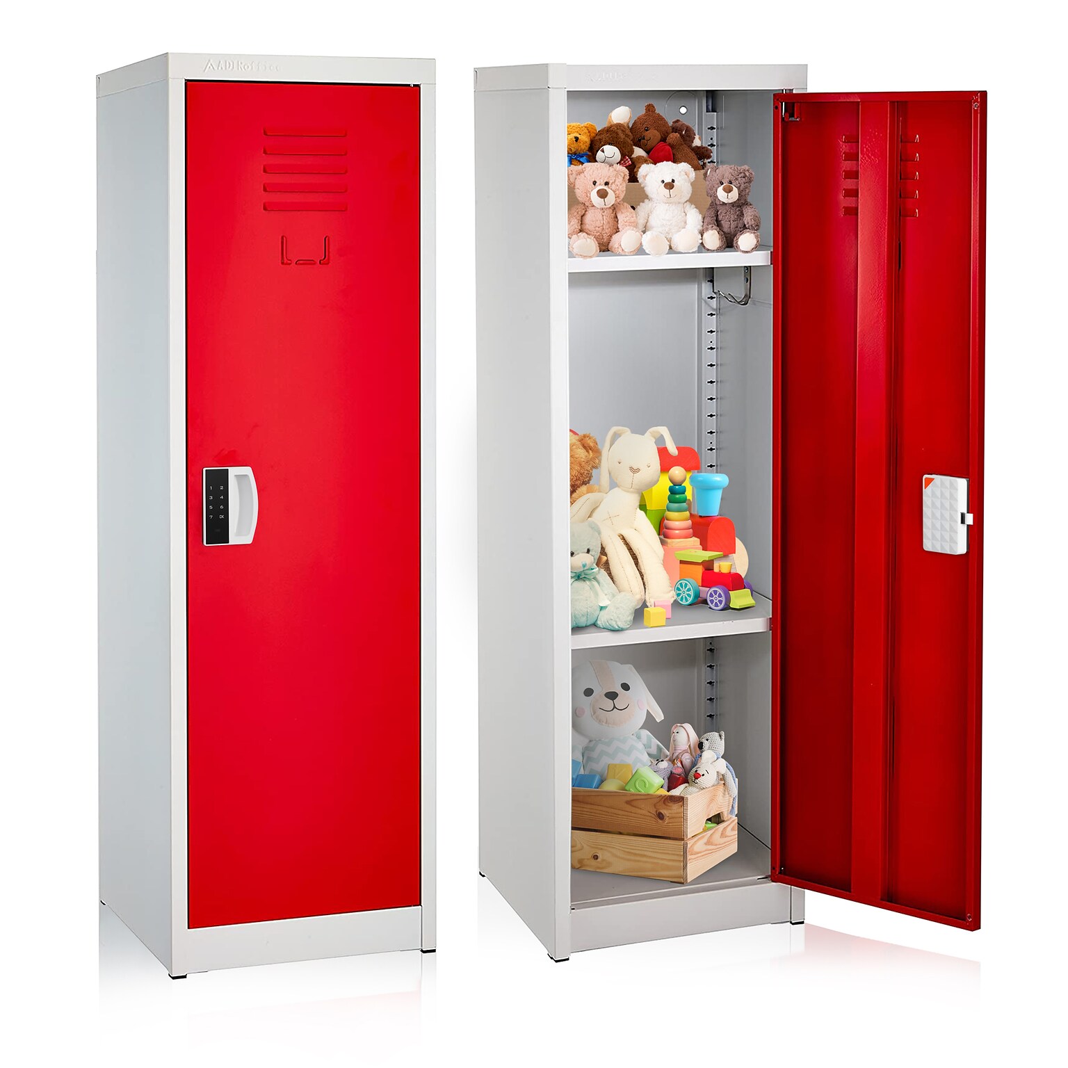 AdirOffice 48H Single Tier Red Storage Locker (ADI629-01-RED-DL)