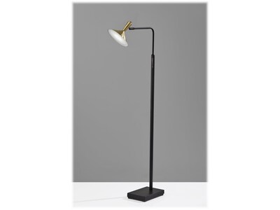 Adesso Lucas 54 Matte Black/Antique Brass Floor Lamp with Cone Shade (4263-01)