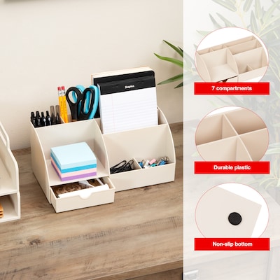 Staples 7-Compartment Plastic Desk Organizer, Warm White (ST63873)
