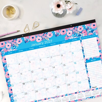 2027 Blueline Colorful Floral 22" x 17" Monthly Desk Pad Calendar (C194128-27)