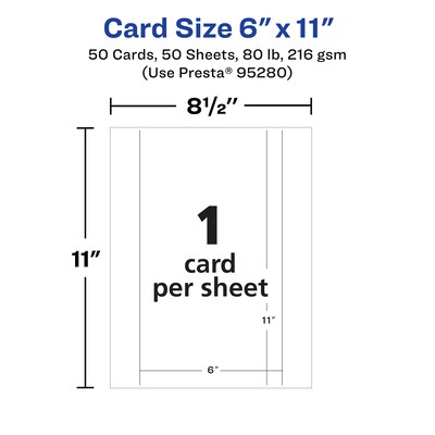 Avery Integrated Cards, 6" x 11", Matte White, 50/Box (95280)