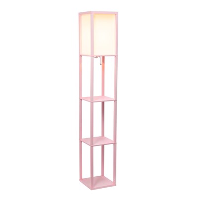 Simple Designs Etagere Organizer 62.5" Floor Lamp with Rectangular Shade, Light Pink (LF1014-LPK-CCLB)