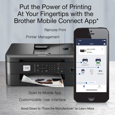 Brother MFC-J1010DW Wireless Color Inkjet Printer, All-In-One, Print, Scan, Copy, Fax (MFCJ1010DW)