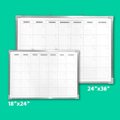 Flipside Magnetic Melamine Dry-Erase Calendar Whiteboard, Aluminum, 3' x 2' (17303)