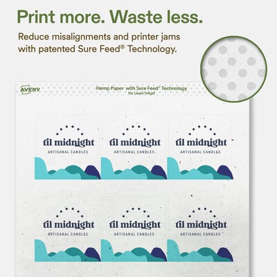 Avery Hemp Square Laser/Inkjet Multipurpose Labels, 2-1/2" x 2-1/2", Off-White (72/Pack)