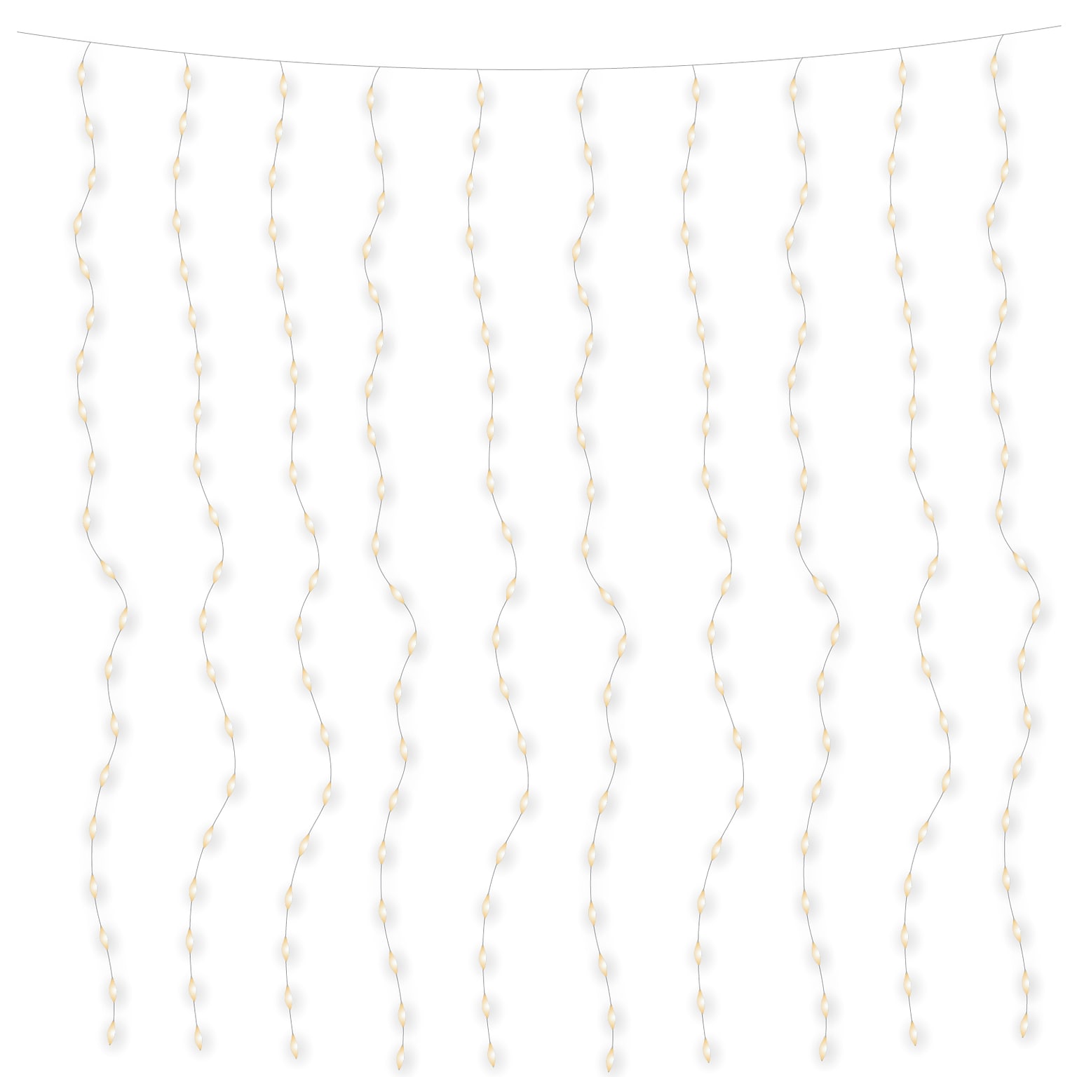 Excello Brands Curtain LED Lights, 10 Strings of 6.5 Lights, 200 Bulbs (EGP-CURT-10)