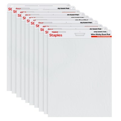 Staples Ultra Sticky Easel Pad, 25 x 30, 10 Sheets/Pad, 10 Pads/Carton (ST62839)