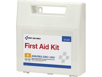 First Aid Only Plastic First Aid Kit, ANSI 2021 Class A, 50 People, 184 Pieces (91329)