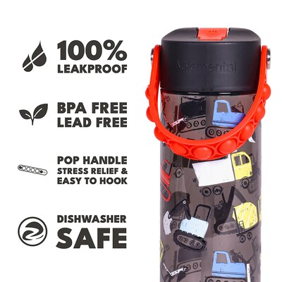 Elemental Splash Pop Plastic Water Bottle, 18 oz., Construction (EMLETR18CN9P)