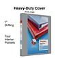 Staples® Heavy Duty 1" 3 Ring View Binder with D-Rings, Gray (ST56329-CC)