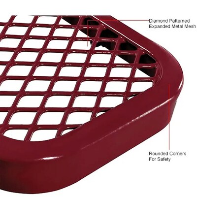 Global Industrial 8' Outdoor Steel Bench w/ Backrest, Expanded Metal, Red (277155RD)