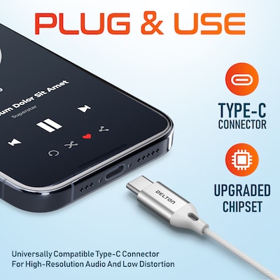 Delton 15EC USB-C Wired In-Ear Computer Earbuds with Mic, White (DWH15ECWH)