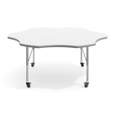 Flash Furniture Wren 60" Flower Activity Table, Height Adjustable, White Top/Silver Frame (XUA60FLRWHTPC)