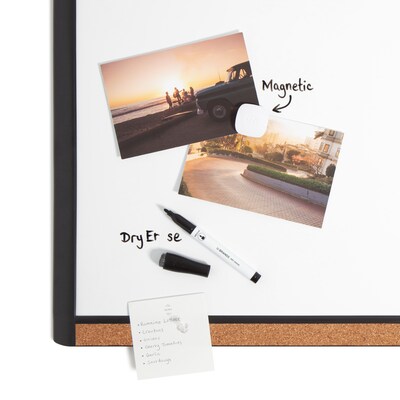 U Brands PINIT Magnetic Dry Erase Whiteboard, 20" x 16", Black Frame (426U00-01)