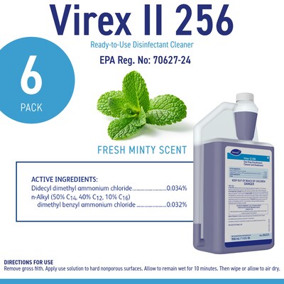Diversey® Virex® II 256 One-Step Disinfectant Cleaner and Deodorant, 32 oz., 6/CT (04331)