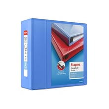 Staples® Heavy Duty 5 3 Ring View Binder with D-Rings, Periwinkle (ST56294-CC)