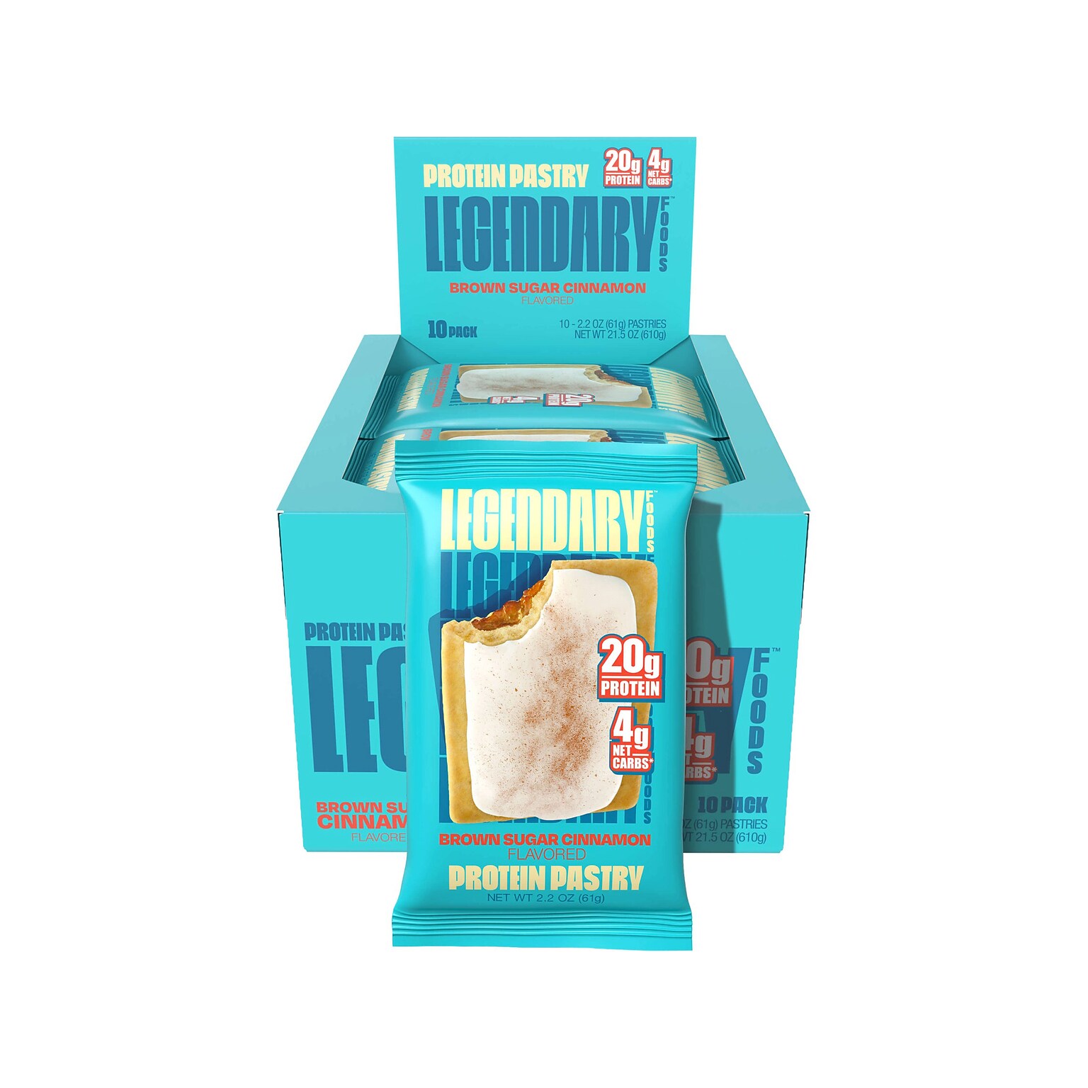 Legendary Foods Brown Sugar Cinnamon Protein Pastry, 2.2 oz., 10/Box (10087)