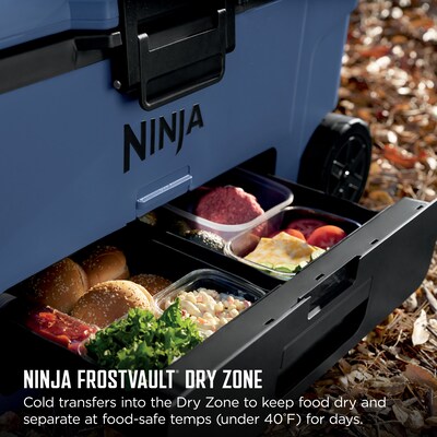 Ninja FrostVault 65-Qt. Wheeled Cooler with Cold Dry Zone, Lakeshore Blue (FB265BL)