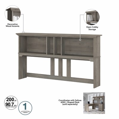 Bush Furniture Salinas 60"W L Shaped Desk with Hutch, Lateral File Cabinet and 5 Shelf Bookcase, Driftwood Gray (SAL007DG)