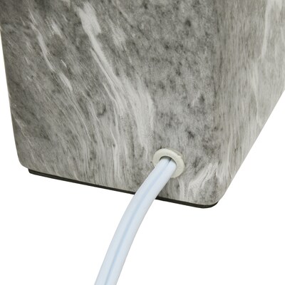 Simple Designs Petite Marbled Ceramic Table Lamp Fabric Shade, Black with White Shade (LT2071-BAW)