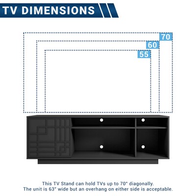 Techni Mobili Contemporary TV Stand, Screens Up to 70", Black (RTA-945TV-BK)