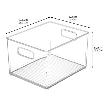 Small Stackable Plastic Bathroom Storage Bin with Handles - Organizer Bin for Bathroom Countertop or