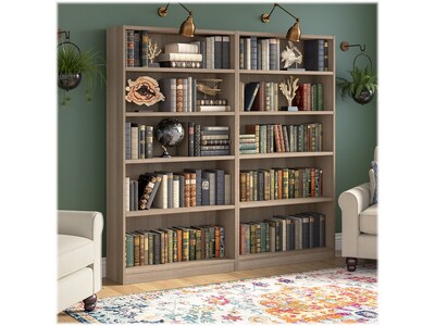 Bush Furniture Universal 72"H 5-Shelf Bookcase with Adjustable Shelves, Ash Gray Laminated Wood (WL12427)