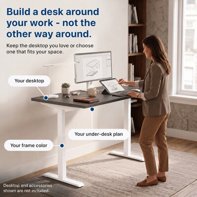 Uncaged Ergonomics Rise Up 3-stage Dual Motor Electric Standing Desk Frame, White, Desktop Not Included (RUW)