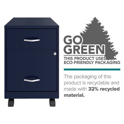 Space Solutions 18" 2-Drawer Mobile Verticle File Cabinet with Accessory Drawer, Letter Width, Navy (25936)