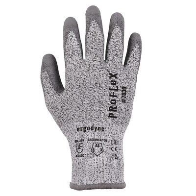 Ergodyne ProFlex 7030 PU Coated Cut-Resistant Gloves, ANSI A3, Gray, Medium, 1 Pair (10463)