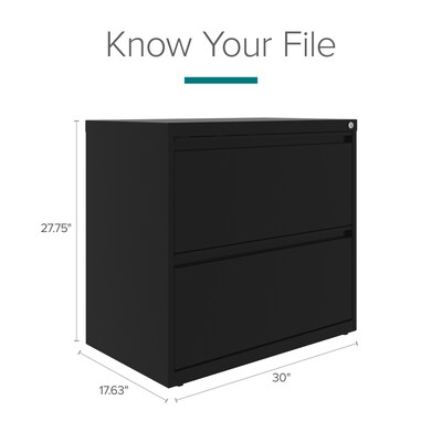 Hirsh 30" 2-Drawer Lateral 101 File Cabinet, Black (24081)