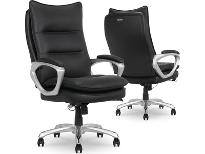La-Z-Boy Jenkins Ergonomic Bonded Leather Executive Big & Tall Chair, 400 lb. Capacity, Black (60075-BLK)