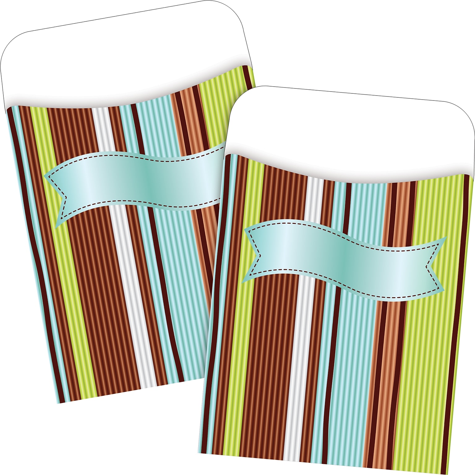 Barker Creek Ribbon by the Yard Library Pockets, 5.125 x 3.5, 60/Set (BC3835)