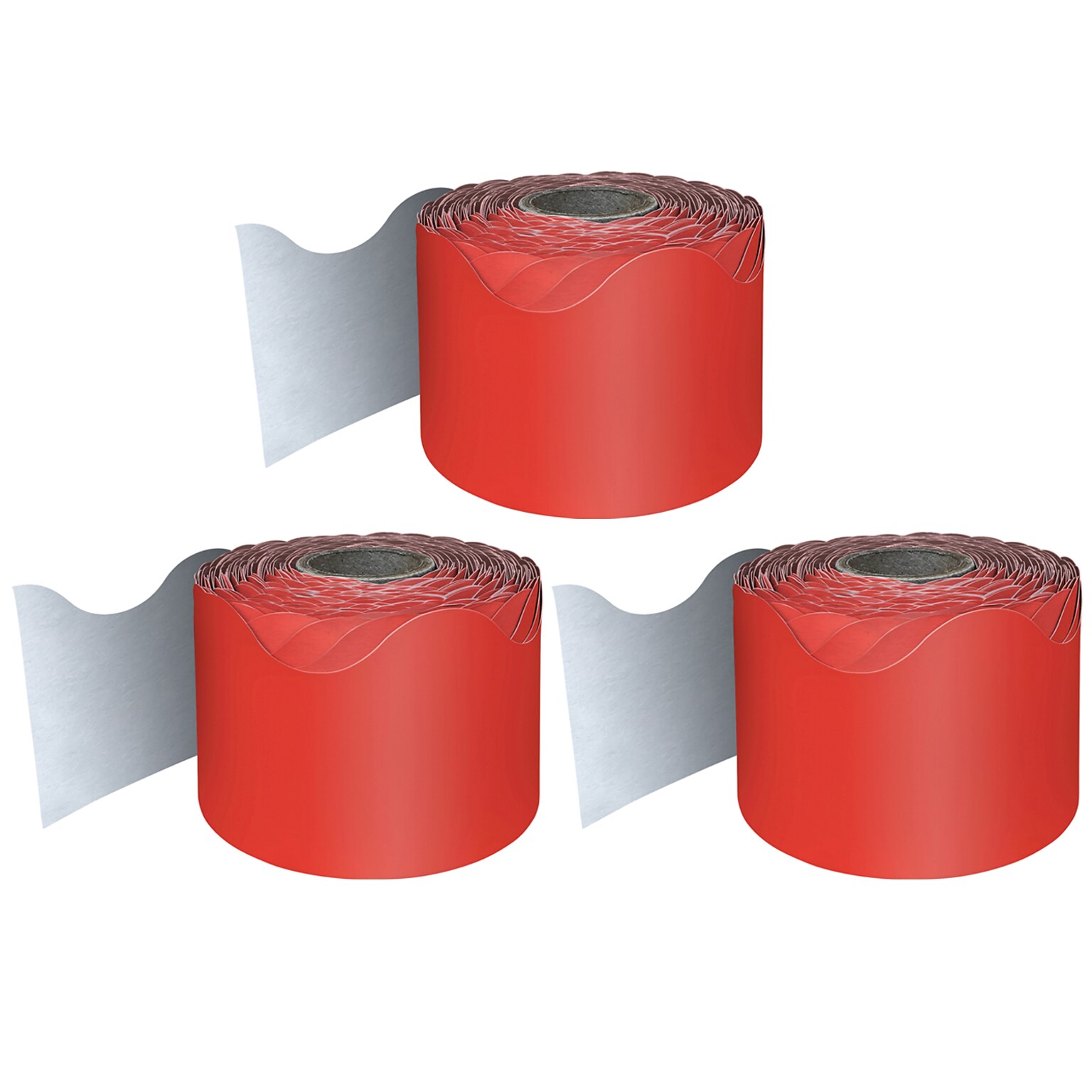 Carson Dellosa Education Rolled Scalloped Border, 2-1/4 x 65, Red, 3/Bundle (CD-108465-3)