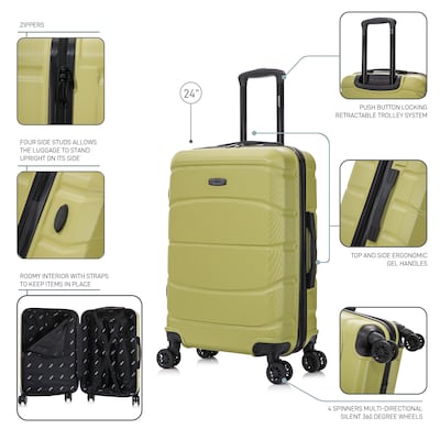 DUKAP Sense 24.39" Hardside Suitcase, 4-Wheeled Spinner, Green (DKSEN00M-GRN)