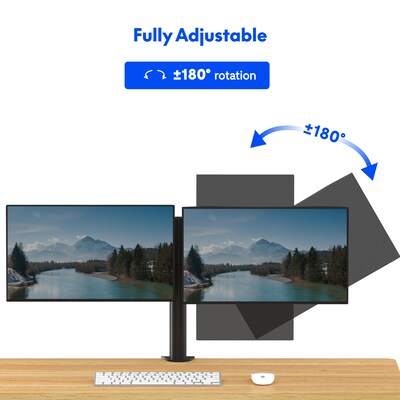 FlexiSpot Adjustable Dual Monitor Arm Mount for Sit-Stand Riser, Up To 30" Monitor, Black (D1D-E)