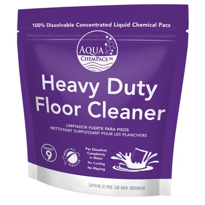 Aqua Chempacs Heavy Duty Floor Cleaner, 20 Pacs/Bag, 12 Bags/Carton (9320953)