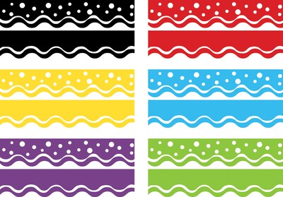 Barker Creek Double-Sided Scalloped Border Set, 36 x 2.25, Happy, 6 designs, 78/Set (BC947)