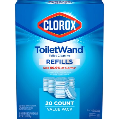 Clorox ToiletWand Disinfecting Refills, Fragrance Free, White, 20 Refills/Pack (31049)