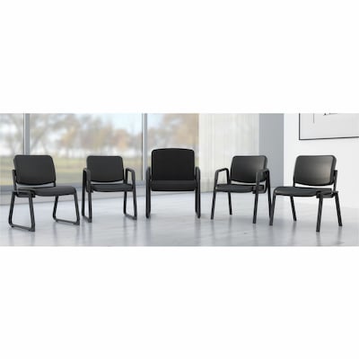 Lorell Deluxe Leather 4-Leg Guest Chair, Black (LLR84594)
