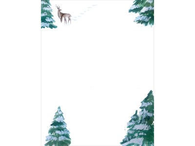 Great Papers! Forest Scene Hand Illustrated Holiday Letterhead, Multicolor, 80/Pack (2020127)