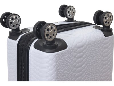 Geoffrey Beene 2-Piece Hardside Snake Skin Spinner Luggage Set, White/Black Animal Print (GB45-2)