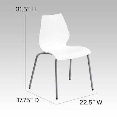 Flash Furniture HERCULES Series Plastic Stack Chair with Lumbar Support, White (RUT288WH)