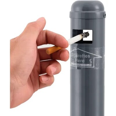 Global Industrial Steel Outdoor Ashtray, 4-1/2 Gallon, Gray (641447GY)