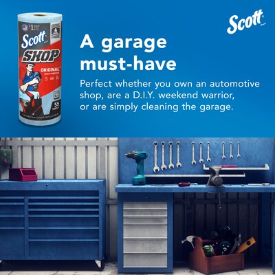 Scott Shop Towels Original, 9.4" x 11", Blue, 55 Sheets/Roll, 12 Rolls/Carton (75147)