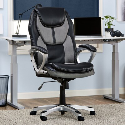 Serta Amplify Ergonomic Faux Leather Swivel Executive Chair, Gray (43673A)