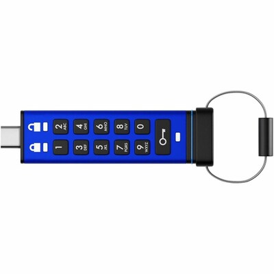 iStorage datAshur PRO+C 512GB USB 3.2 Gen 1 Type-C Encrypted Flash Drive, Blue (IS-FL-DA3C-256-512)