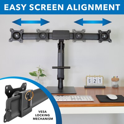 Mount-It! Height Adjustable Dual Monitor Arm, Freestanding Mount, Fits 17"-32" Monitors, Black (MI-2758)